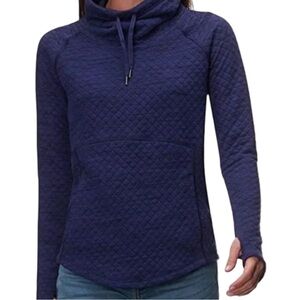 Marmot Women's Quilted Annie Long Sleeve Blue Pullover Cowl Neck Top Large EUC